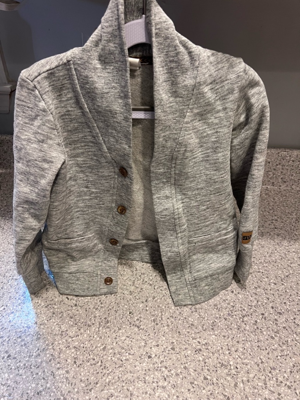 H&M Light Heather Gray Cardigan with Shawl Collar Button-Front Kids Top